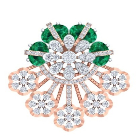 Radiant Emerald & Diamond Floral Chandelier Studs