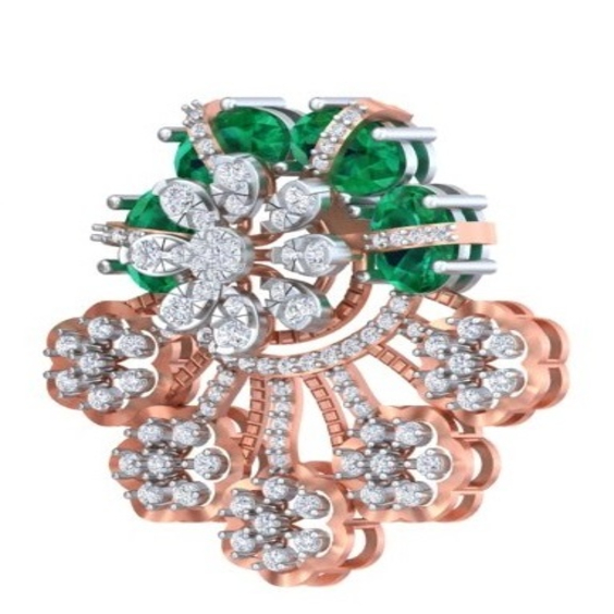 Radiant Emerald & Diamond Floral Chandelier Studs