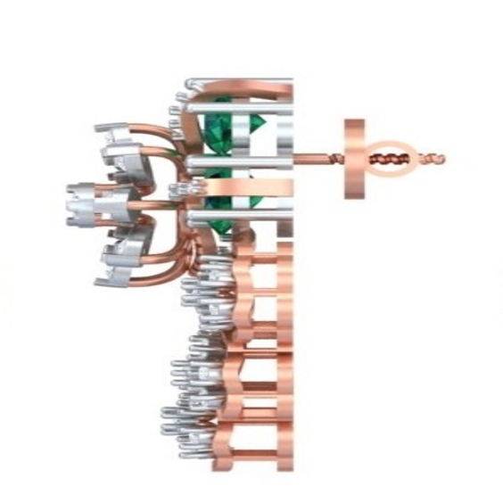 Radiant Emerald & Diamond Floral Chandelier Studs