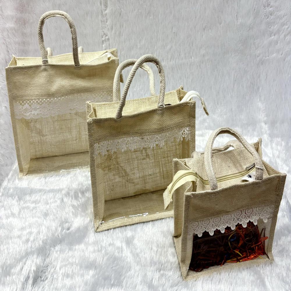 Jute PVC Hamper Carry Bag