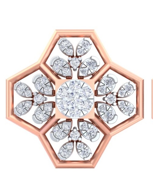 Geometric Floral Hexagon Stud Earrings