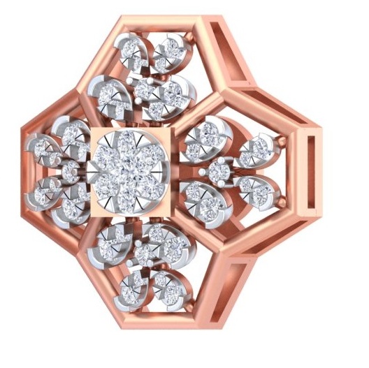 Geometric Floral Hexagon Stud Earrings