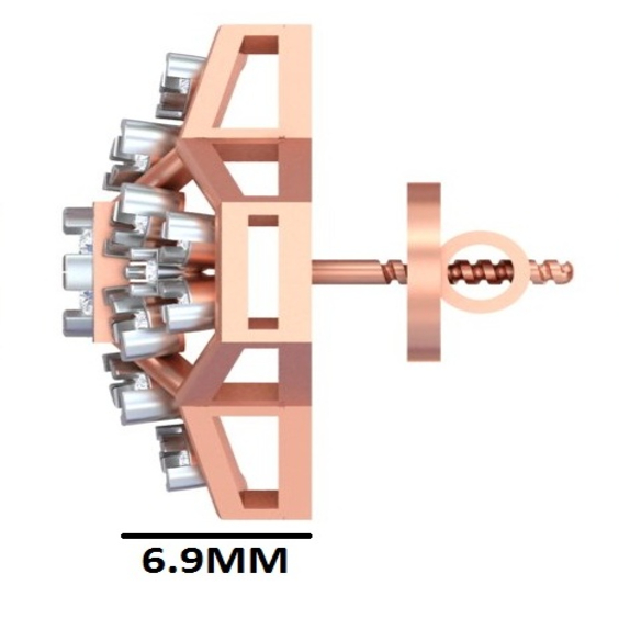 Geometric Floral Hexagon Stud Earrings