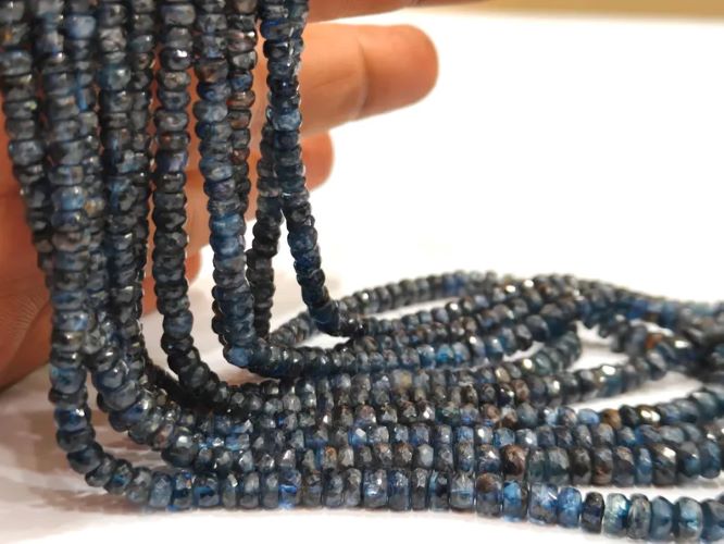 Natural Untreated Burma Sapphire Rondelle faceted 4 to 6 mm graduated beads sold per strand 8 inches