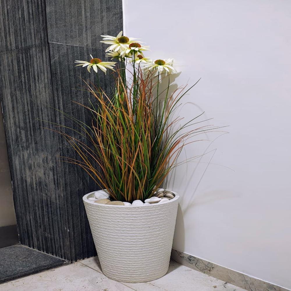 SG-TSSPZ-919 Artificial Green Yellow Grass With Flower Plant