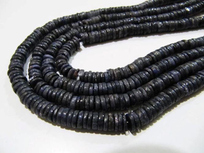 Natural Blue Sapphire 6mm Tyre Shape Beads Strand 8 inches Long