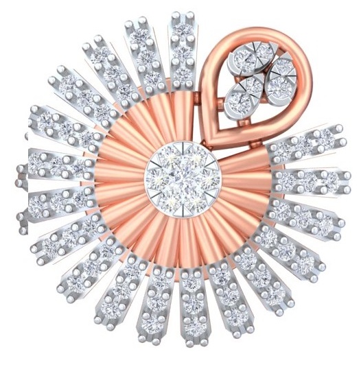 Radiant Sunburst Rose Gold Diamond Studs Earrings