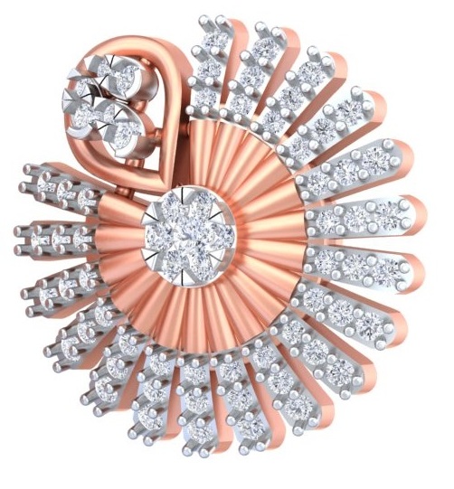 Radiant Sunburst Rose Gold Diamond Studs Earrings
