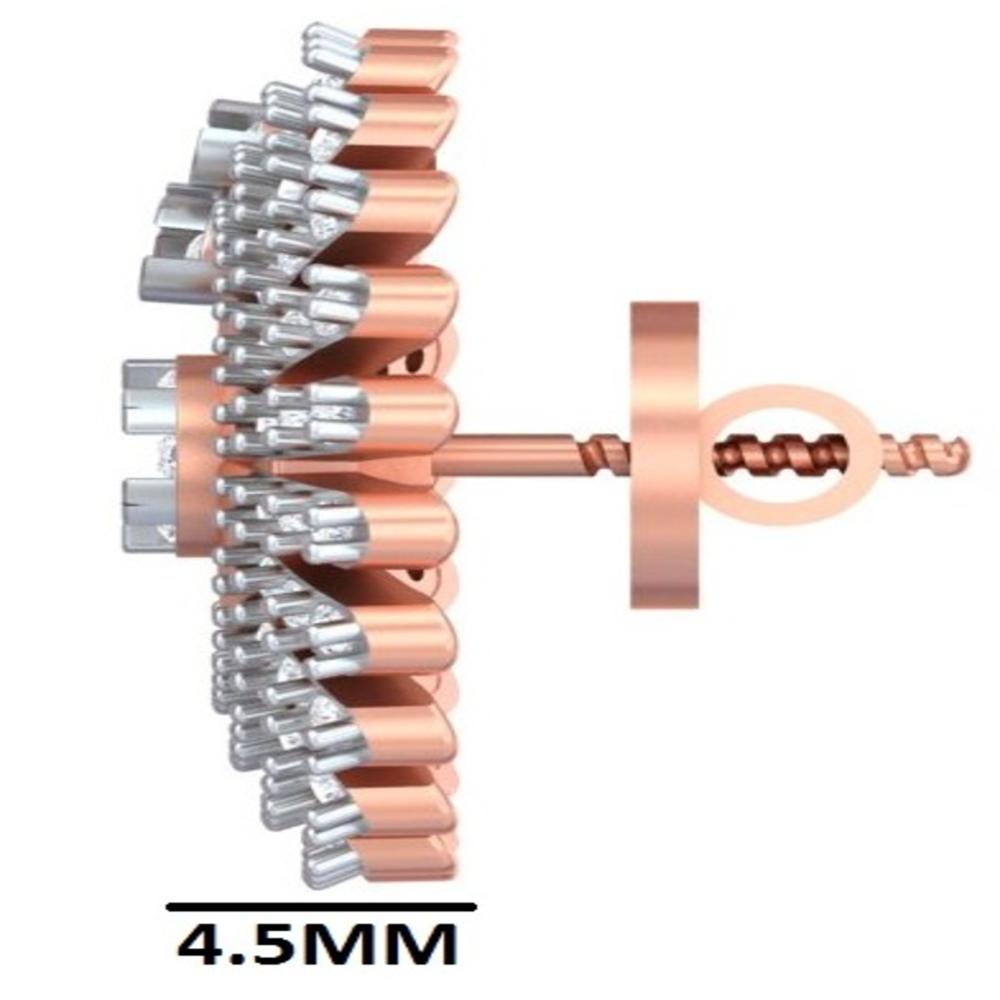 Radiant Sunburst Rose Gold Diamond Studs Earrings