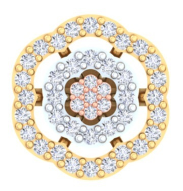 Concentric Halo Floral Diamond Studs Earring