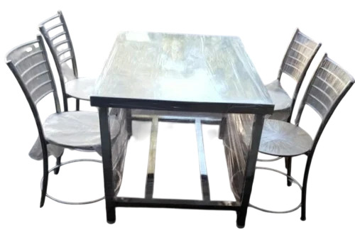 4 Seater Stainless Steel Dining Table With Chair