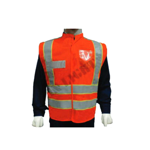 130GSM Front Open R Neck Polyester Fabric Safety Jacket