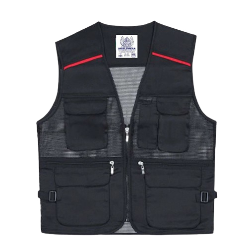 Solid Black With Red Accent Stripes On The Chest Safety Jacket