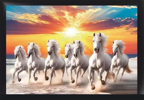 Lucky Seven Running Horses Painting