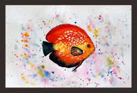 Fish Painting Photo Frame - Engineered Wood & Glass, 6x8 Inches, Multi-color, Hand-painted Fish Motif