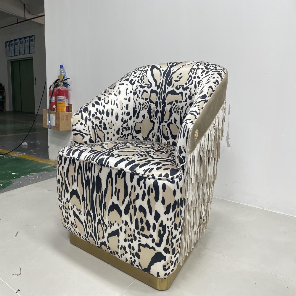 Leopard Print Accent Chair with Fringe