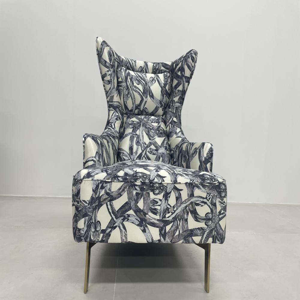 Snake Print Wingback Accent Design Chair