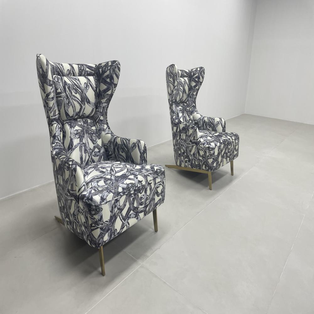 Snake Print Wingback Accent Design Chair