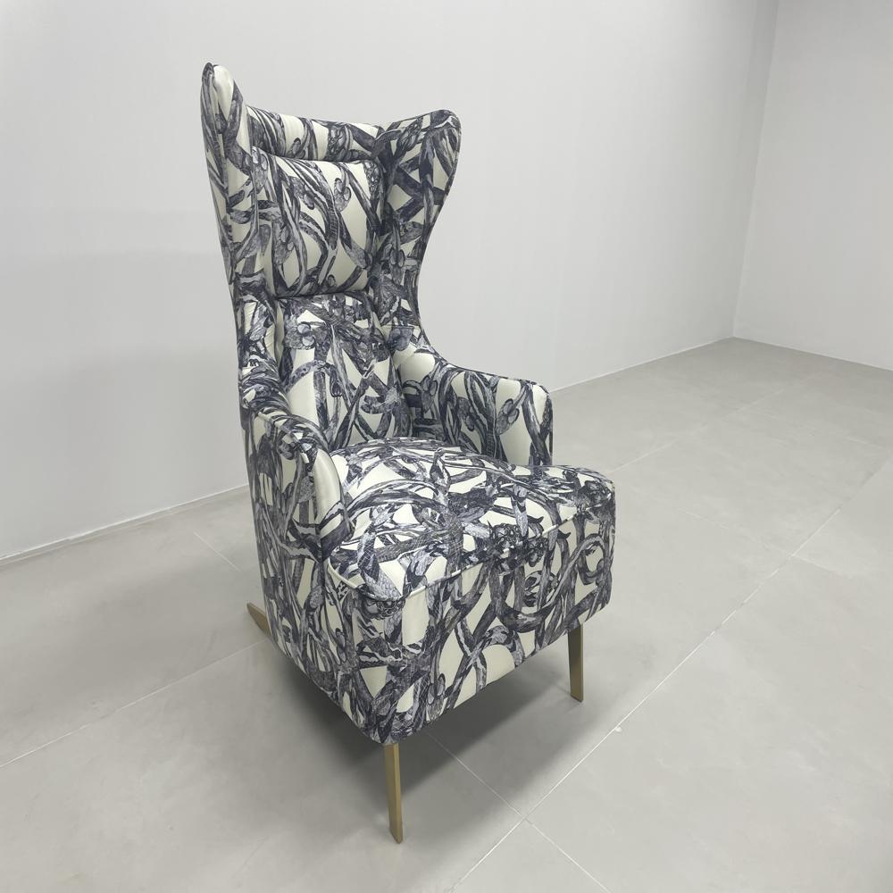 Snake Print Wingback Accent Design Chair
