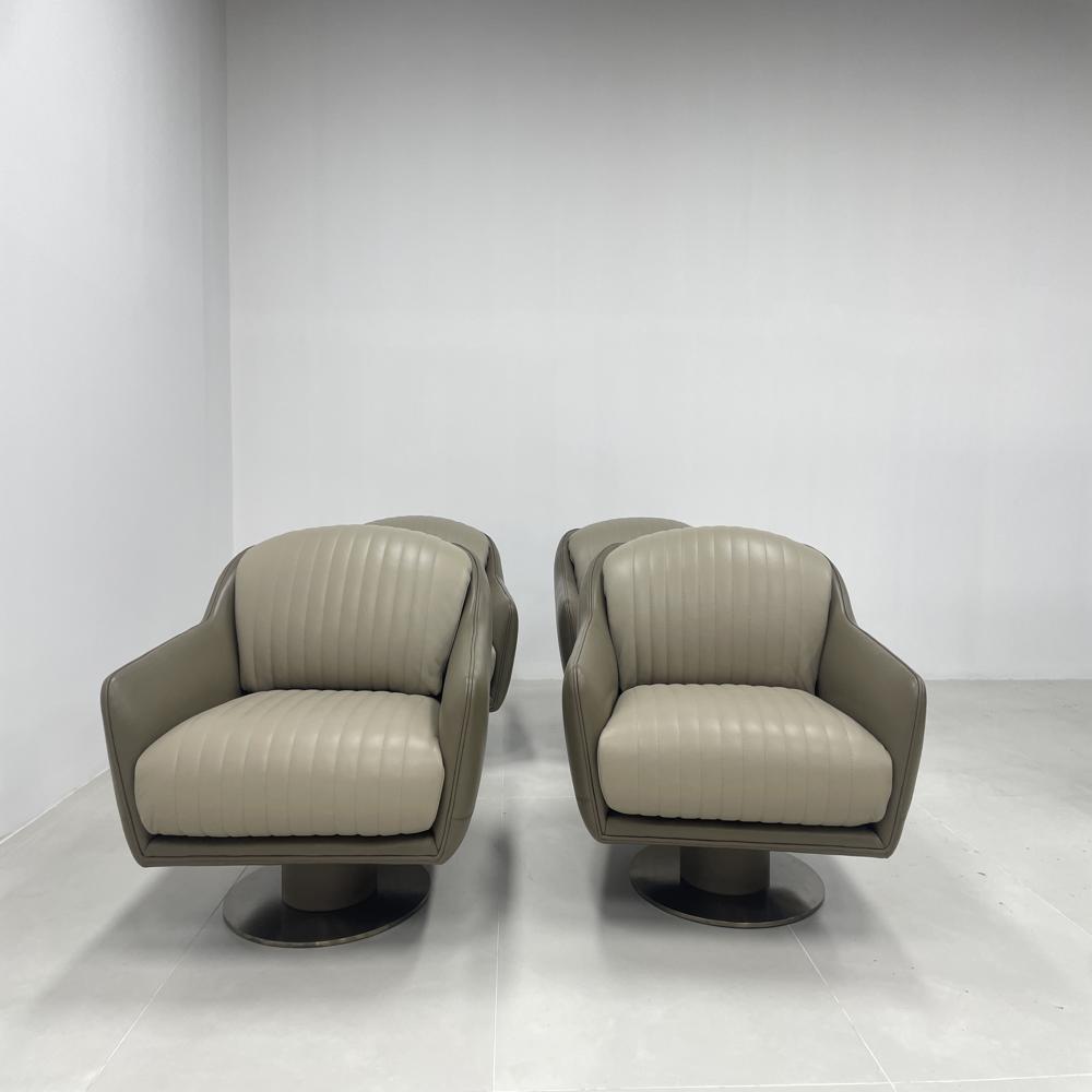 Modern Luxury Leather Swivel Accent Chair