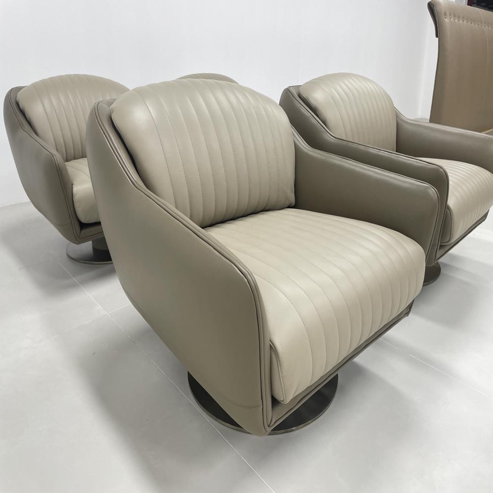 Modern Luxury Leather Swivel Accent Chair