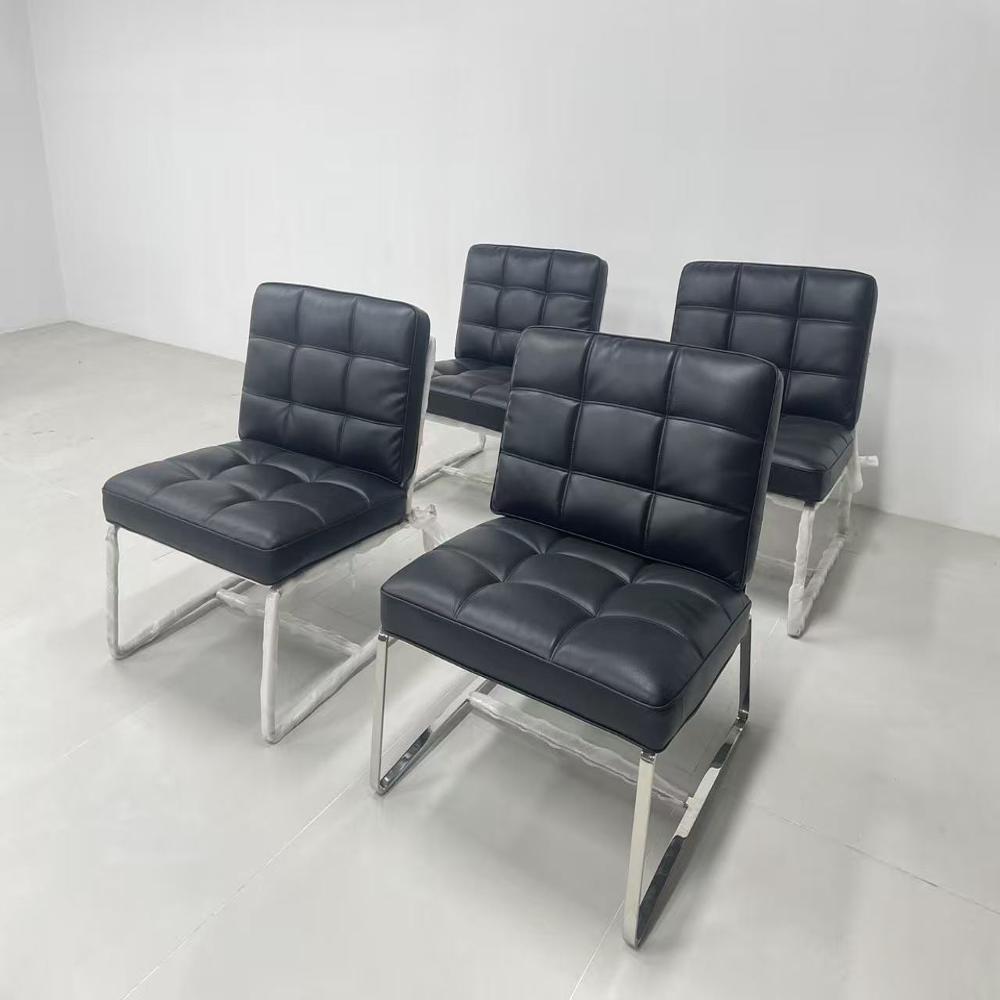 Barcelona Style AccentModern Luxury Black Leather Lounge Chair 