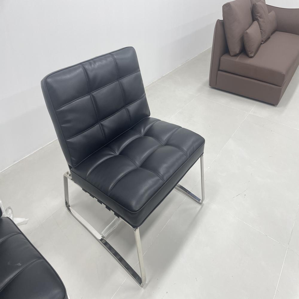 Barcelona Style AccentModern Luxury Black Leather Lounge Chair 
