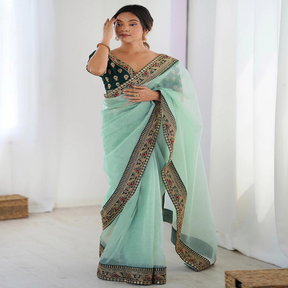 Sky Blue Kesariya Saree