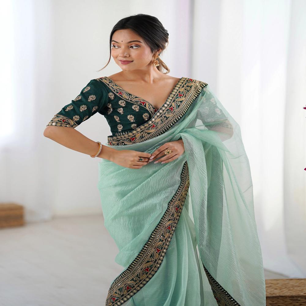 Sky Blue Kesariya Saree
