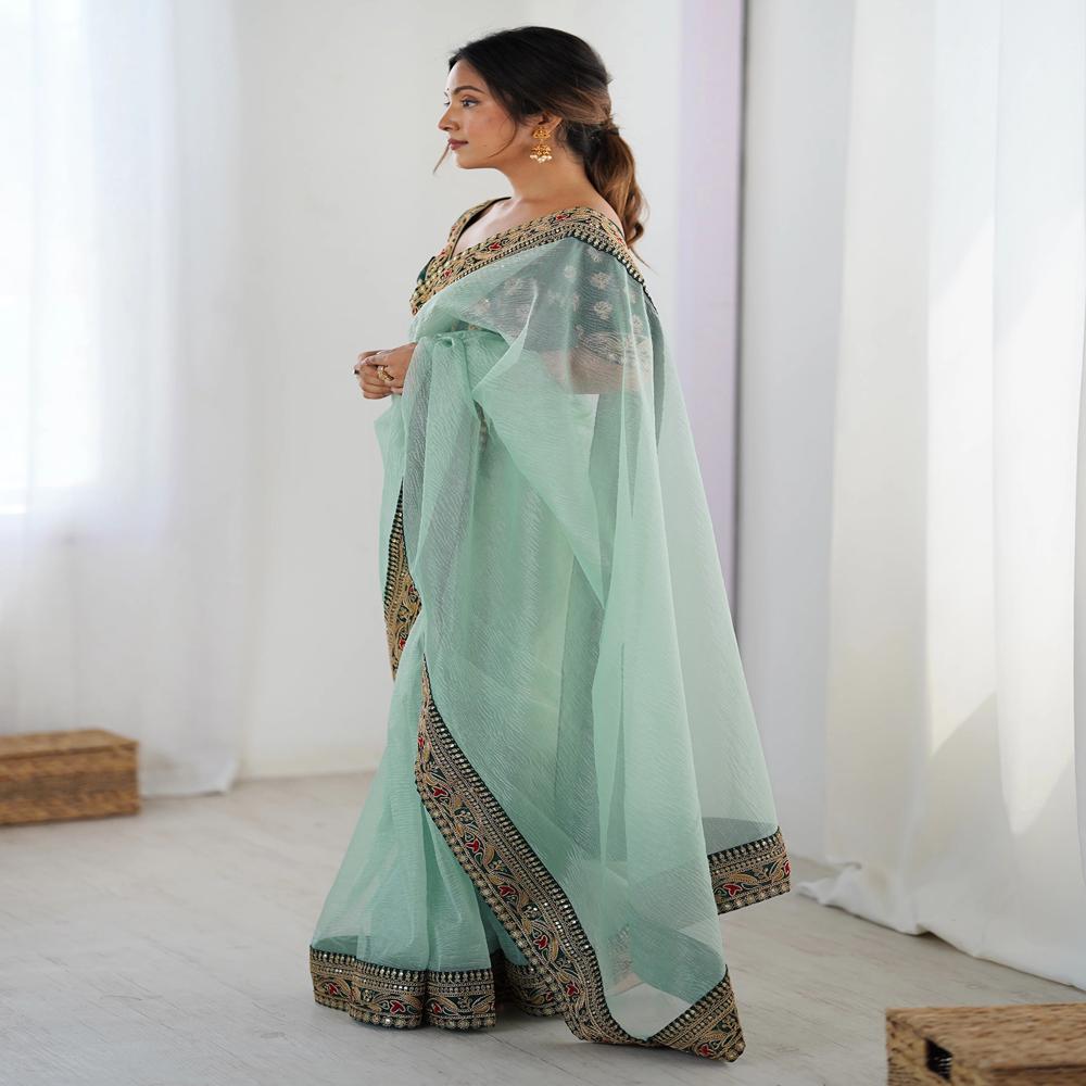 Sky Blue Kesariya Saree