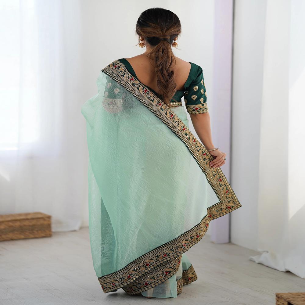 Sky Blue Kesariya Saree