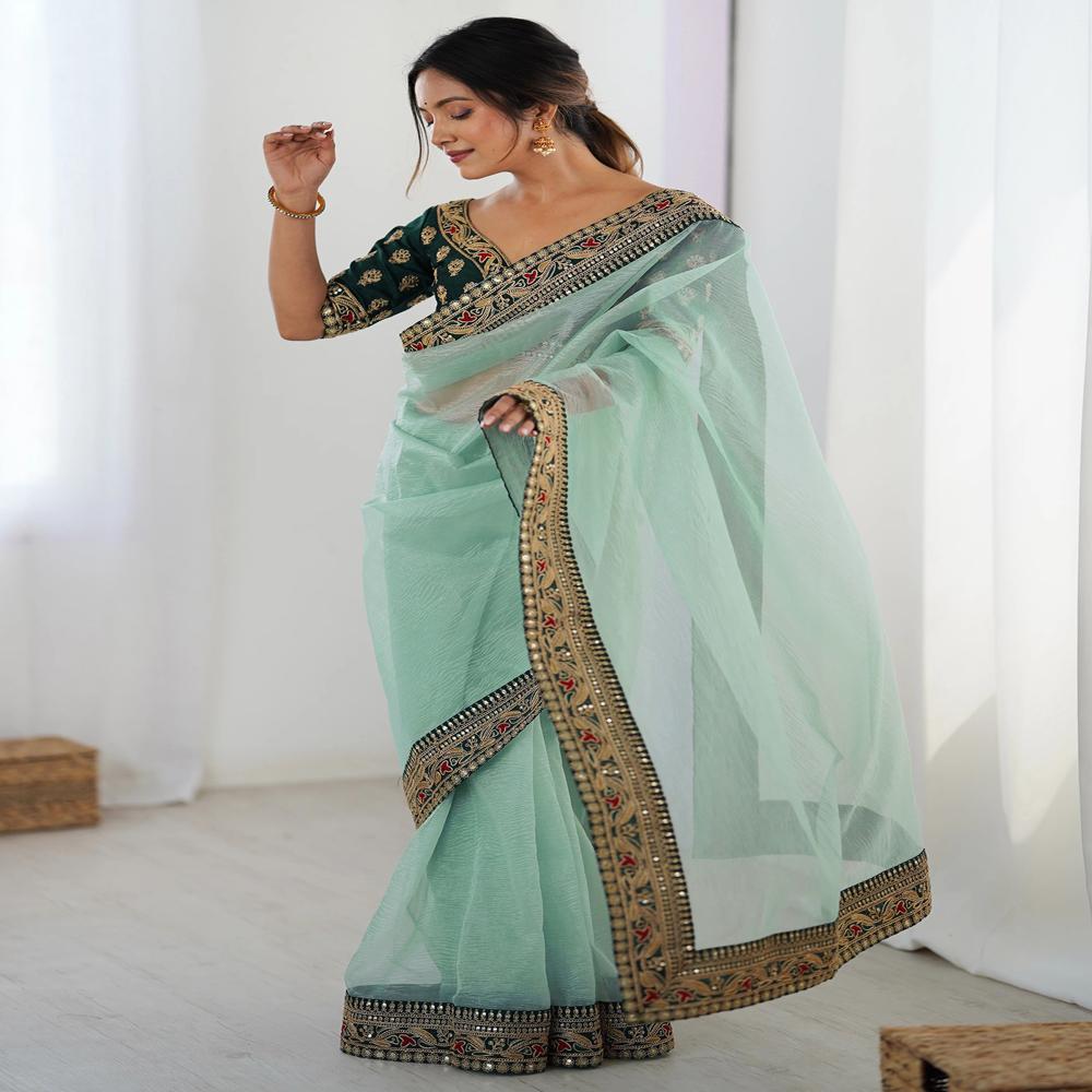 Sky Blue Kesariya Saree