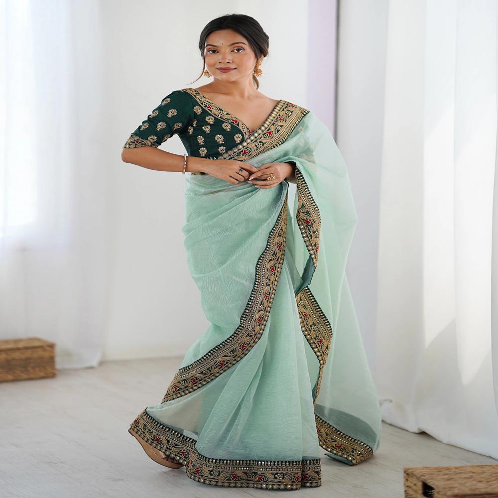 Sky Blue Kesariya Saree