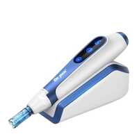 Auto Microneedling Therapy Device - Abs Body, 15cm, White & Pink, Stainless Steel Needles, 5 Speed Levels, Led Digital Display, Rechargeable