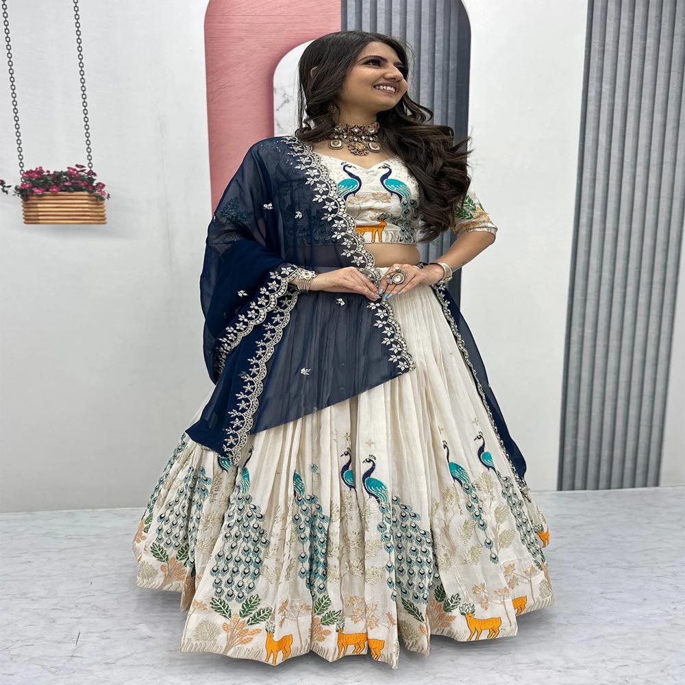 Deer Embellished Semi Stitched Lehenga