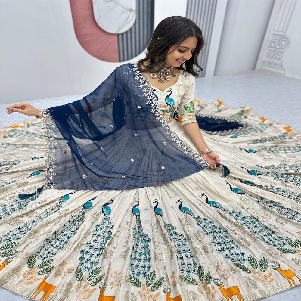Deer Embellished Semi Stitched Lehenga