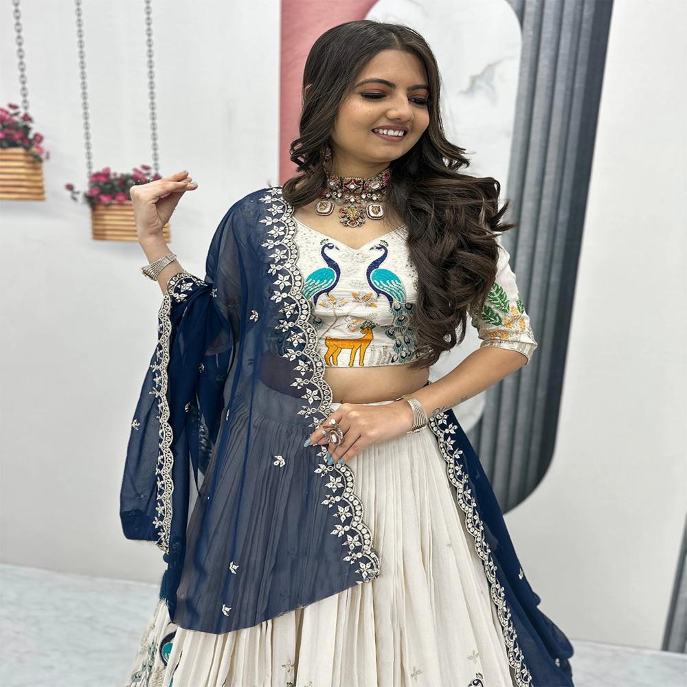 Deer Embellished Semi Stitched Lehenga