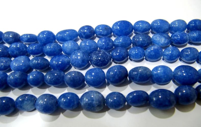 Dyed Blue Sapphire Quartz Oval Plain Smooth 7x9mm to 8x10mm Size Beads Strand 13 inches long