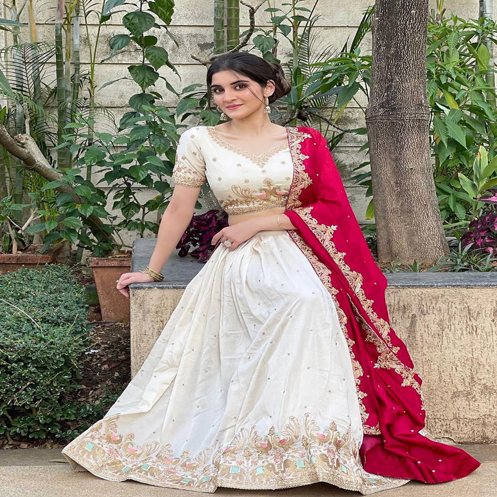White Barati Lehenga