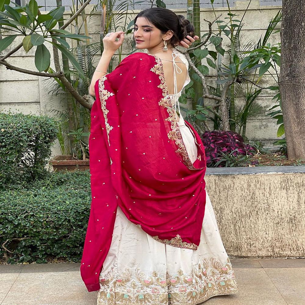 White Barati Lehenga