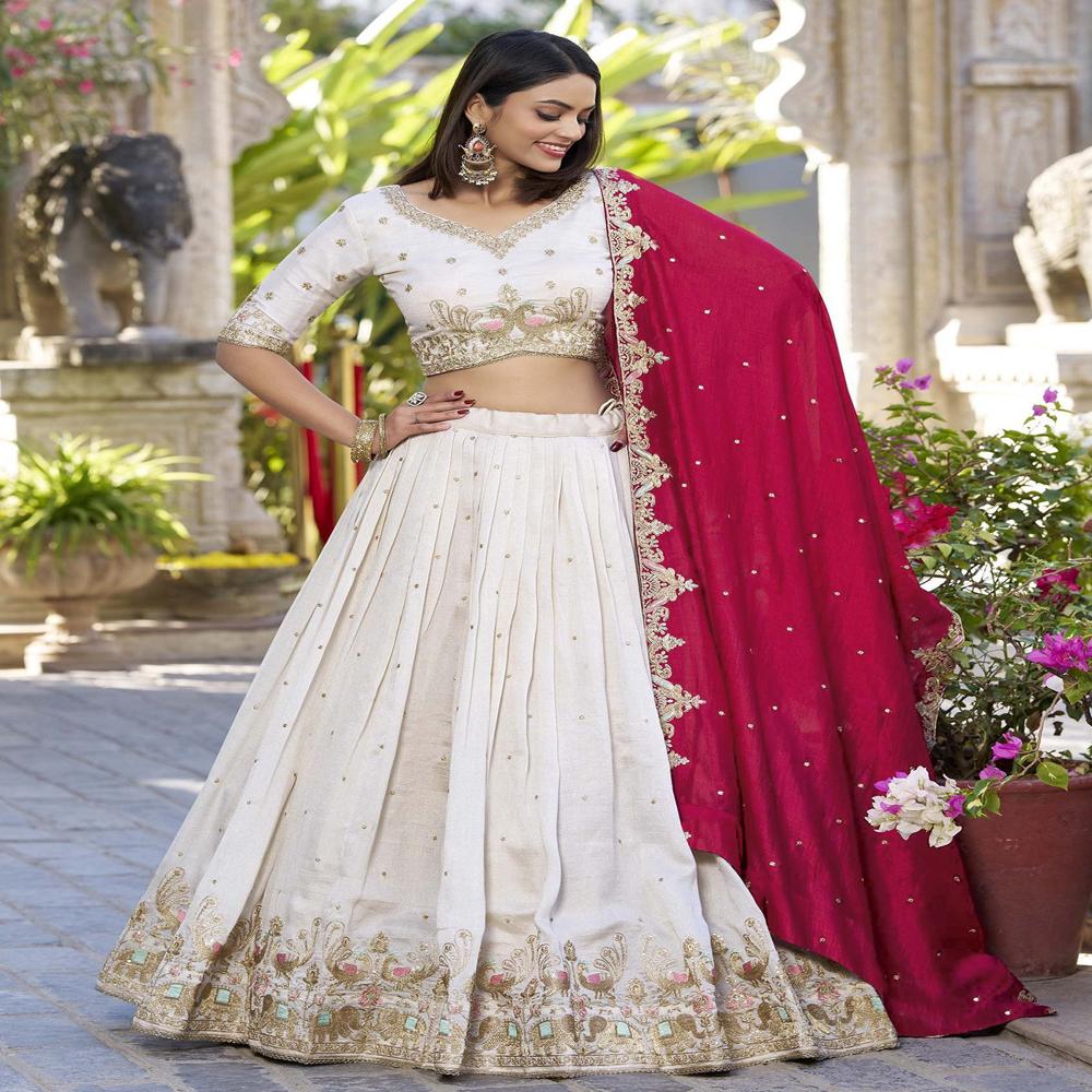 White Barati Lehenga