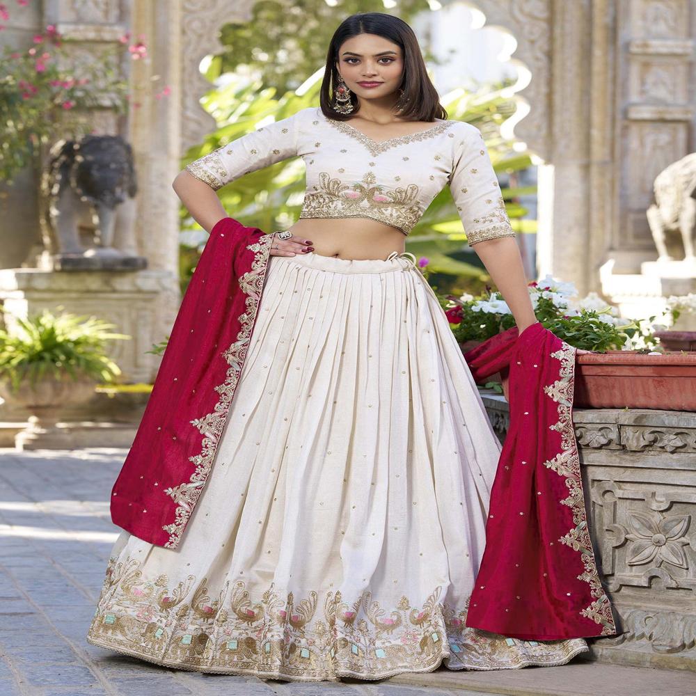 White Barati Lehenga