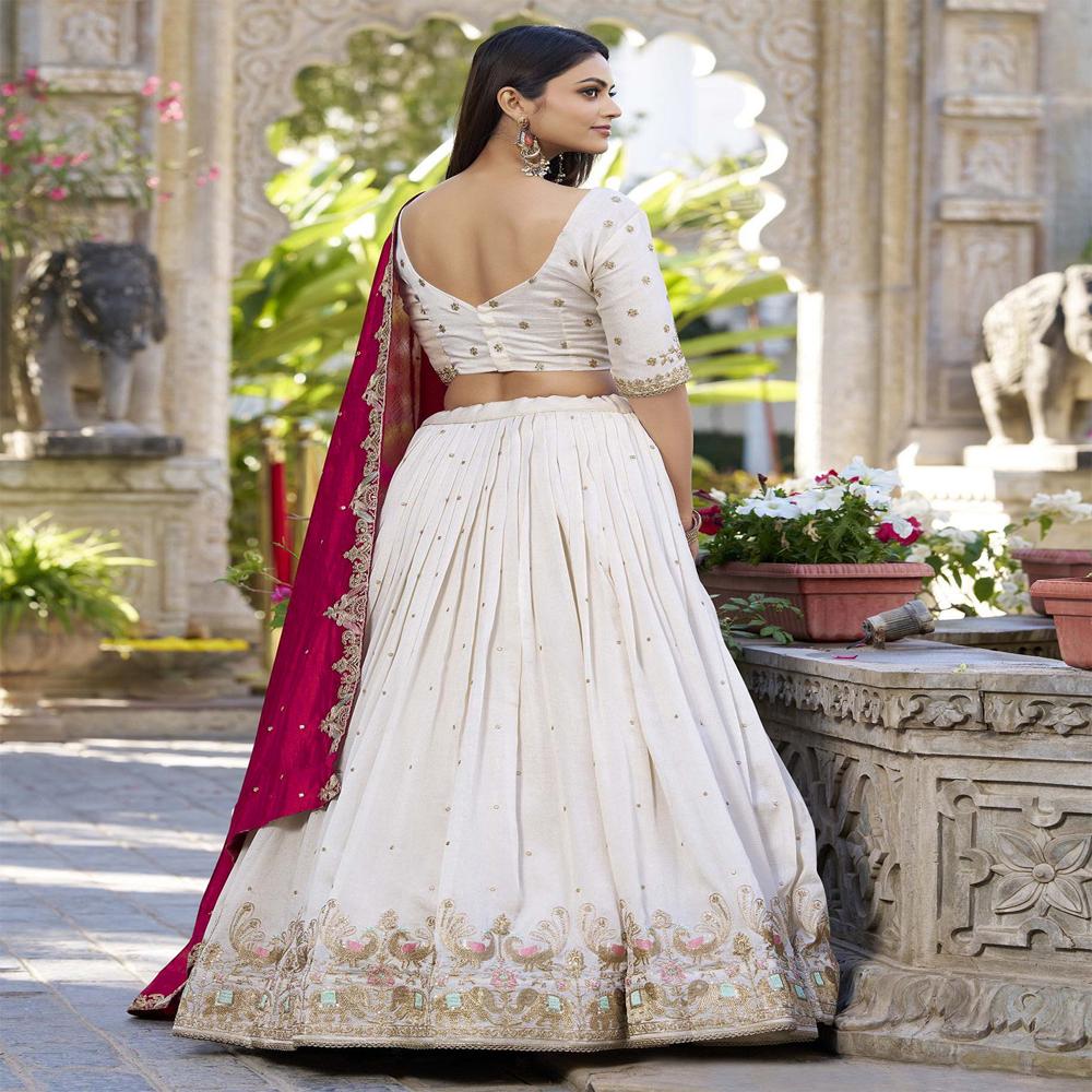 White Barati Lehenga