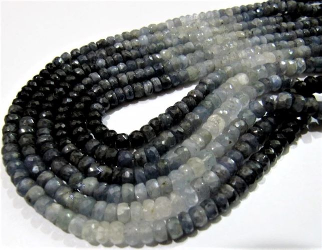 Natural Blue Sapphire Pailin Cambodia Mined Genuine Sapphire Rondelle Faceted 4-5mm Beads Strand 8.5 inch