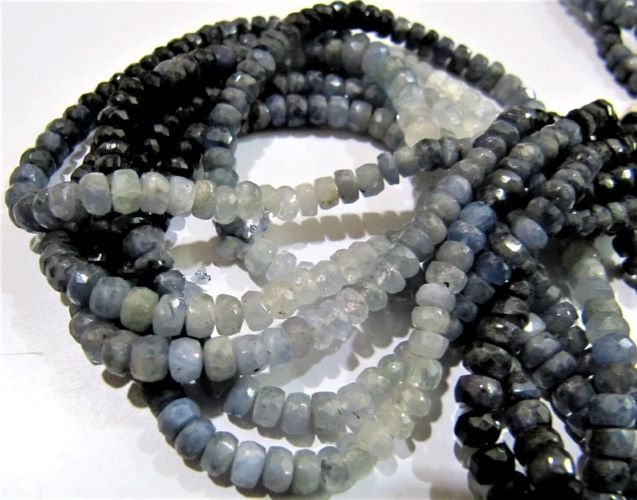 Natural Blue Sapphire Pailin Cambodia Mined Genuine Sapphire Rondelle Faceted 4-5mm Beads Strand 8.5 inch
