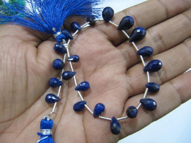 Natural Blue Sapphire Tear drop Shape Faceted Beads 5x6mm To 9x14mm Sapphire Sold per strand 8 inches long