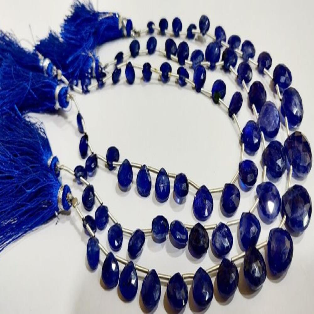 Natural Blue Sapphire Heart Shape Faceted 6mm to 14mm Graduated Size Beads strand 10 inches long