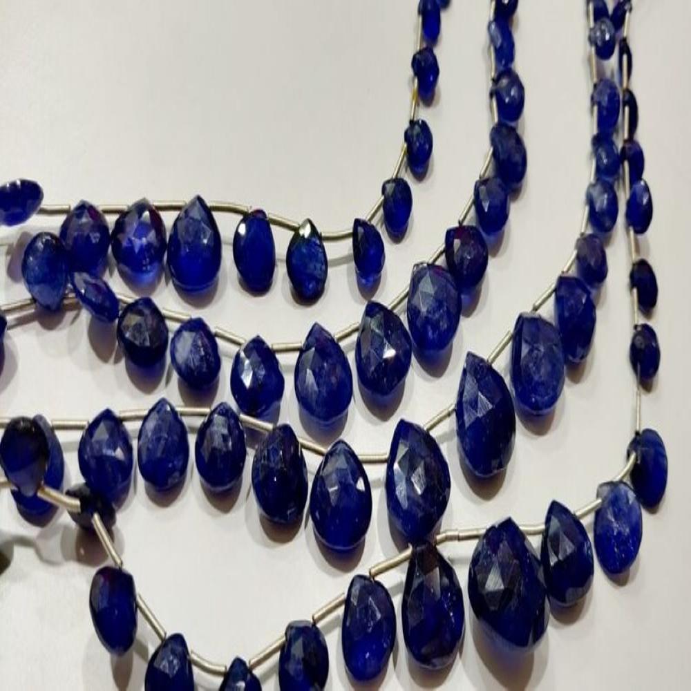 Natural Blue Sapphire Heart Shape Faceted 6mm to 14mm Graduated Size Beads strand 10 inches long