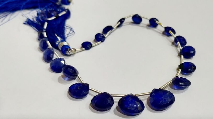 Natural Blue Sapphire Heart Shape Faceted 6mm to 14mm Graduated Size Beads strand 10 inches long