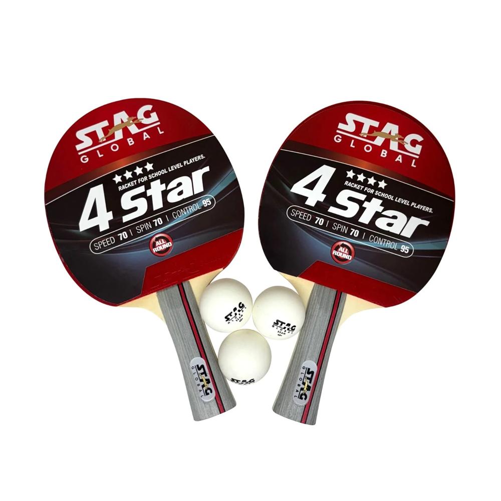 STAG 4 STAR PLAY SET WITH 2 BATS ,3 BALLS TABLE TENNIS KIT